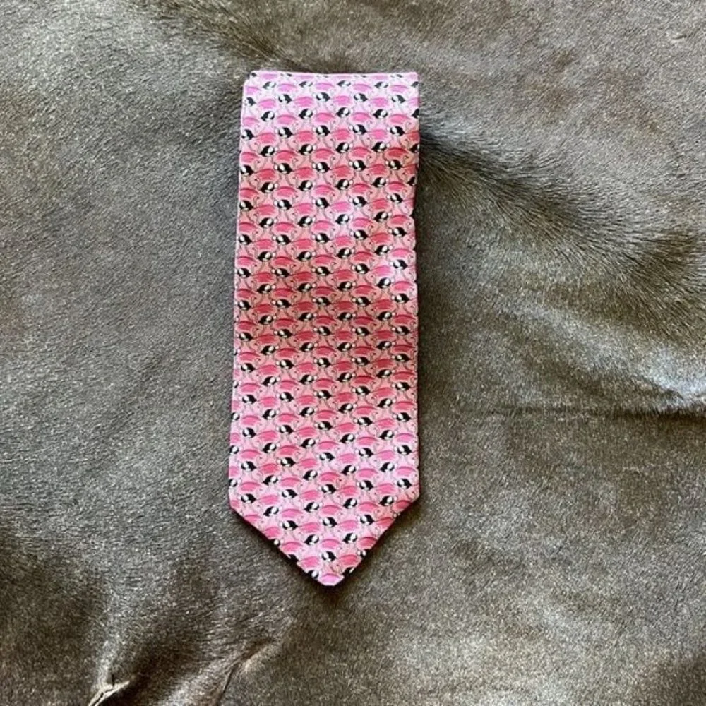 Robert Talbott Rochester Big and Tall Silk Tie Flamingos